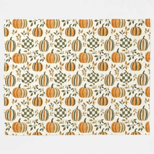 Kürbisgefallene Orange Green Fleecedecke (Vorderseite (Horizontal))