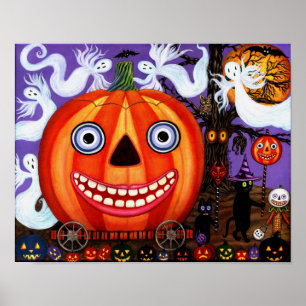 Kürbisgeister, die Trick-oder-Treatment-Halloween- Poster