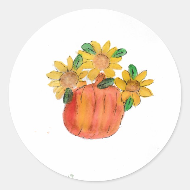 Kürbisgelbe Sonnenblumen Runder Aufkleber (Vorderseite)