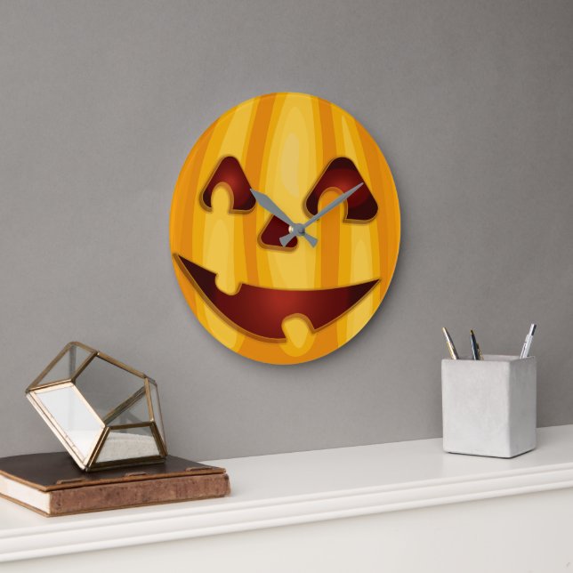 Kürbisgemälde, die Halloween-Design lächeln Große Wanduhr (Büro)