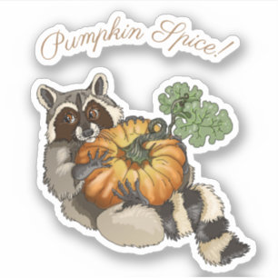 Kürbisgeruch! Auf einem Roll Pumpkin-Raccoon Aufkleber