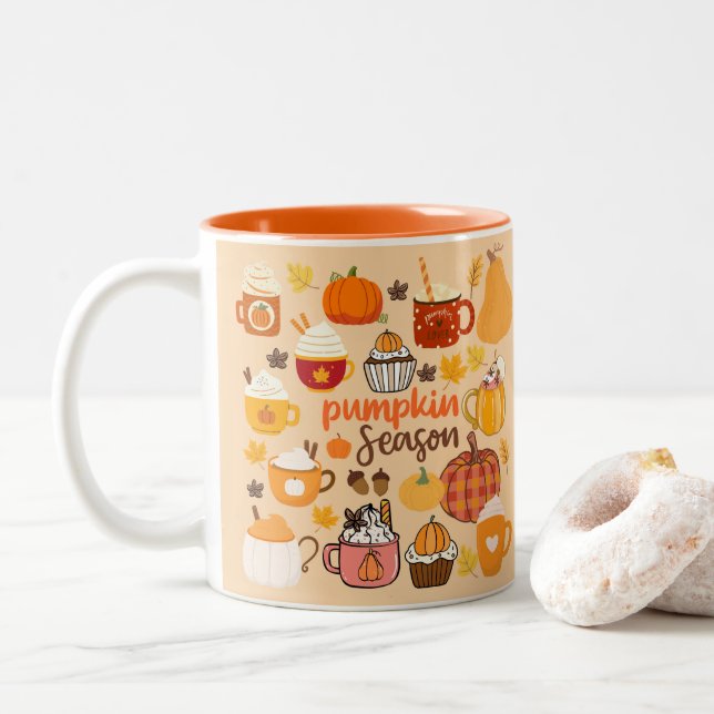 Kürbisgeruch Zweifarbige Tasse (Mit Donut)