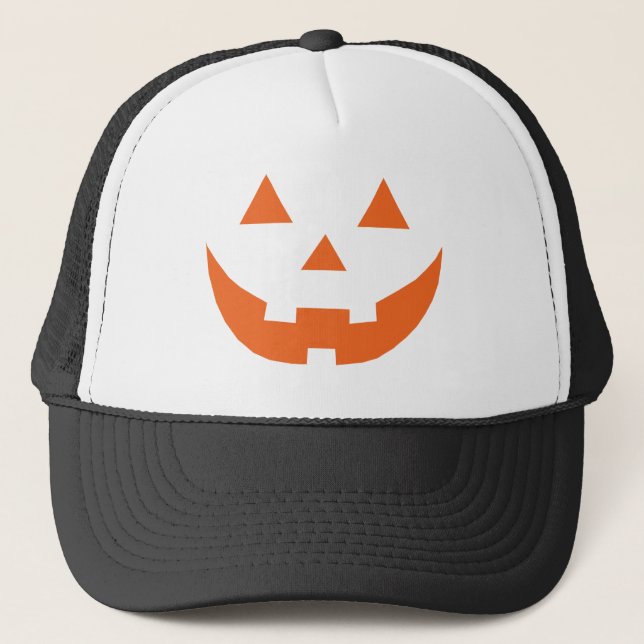 Kürbisgesicht der Halloween-Kürbislaterne Truckerkappe (Vorderseite)