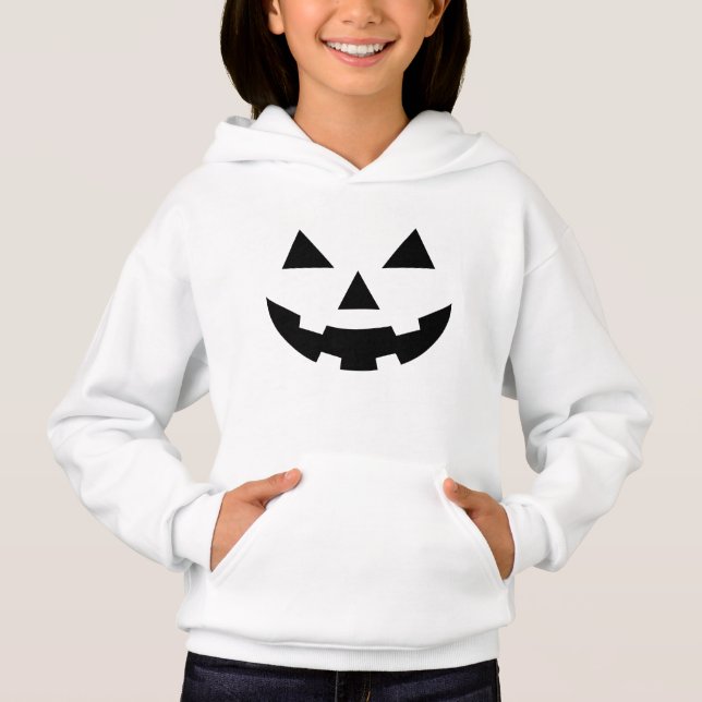 Kürbisgesicht der Mädchen / Weißer Hoodie (Vorderseite)