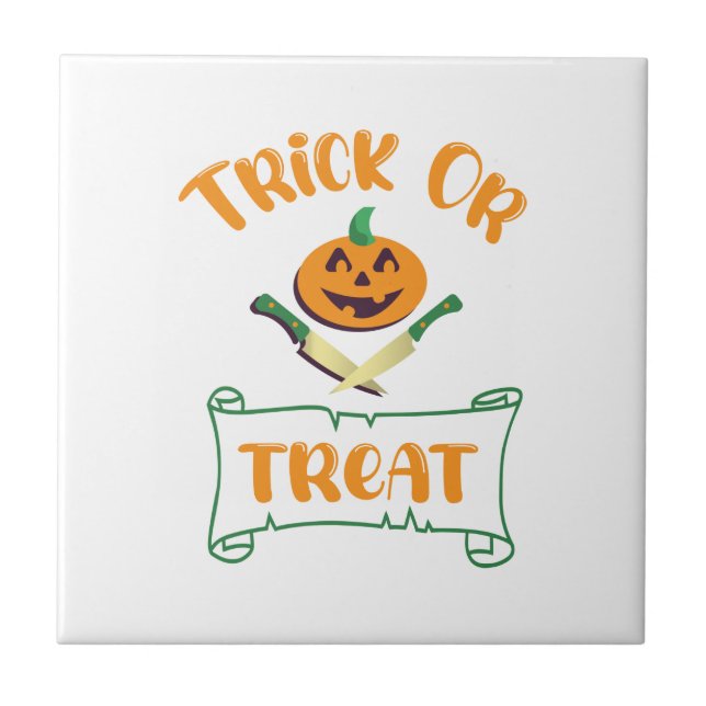 Kürbisgesicht Halloween oder Kreuzknochen probiere Fliese (Vorderseite)