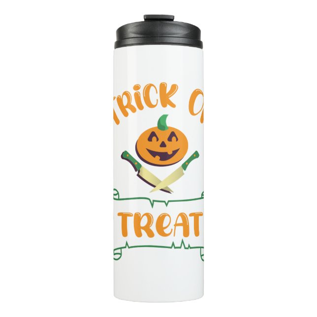 Kürbisgesicht Halloween oder Kreuzknochen probiere Thermosbecher (Vorderseite)