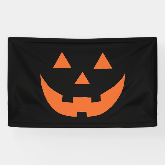 Kürbisgesicht Halloween-Orange-Kürbislaterne Banner (Horizontal)