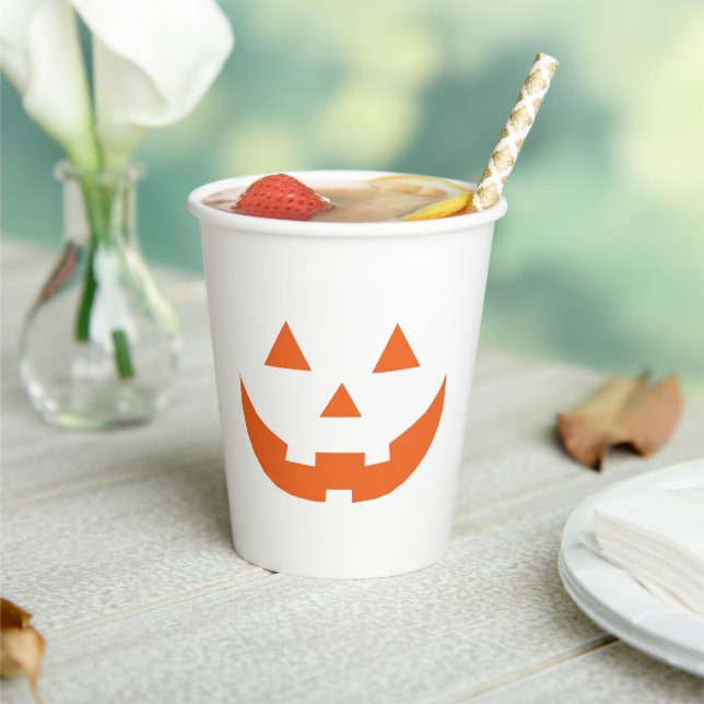 Kürbisgesicht Halloween-Orange-Kürbislaterne Pappbecher (In Situ)