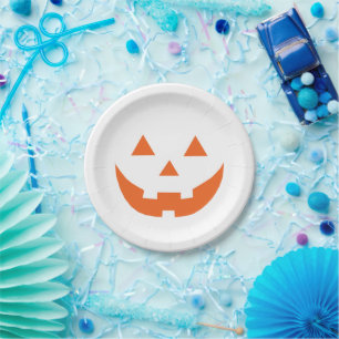 Kürbisgesicht Halloween-Orange-Kürbislaterne Pappteller