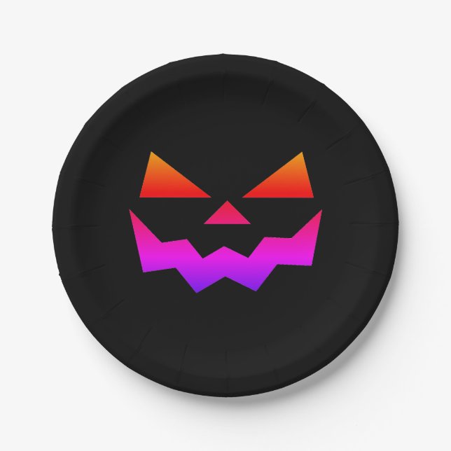 Kürbisgesicht Jack-o-Lantern Pappteller (Vorderseite)