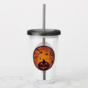 Kürbisgesicht und Spinne der Kürbislaterne Hallowe Acryltrinkbecher