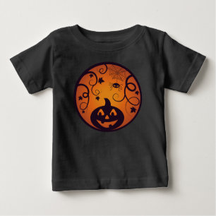Kürbisgesicht und Spinne der Kürbislaterne Hallowe Baby T-shirt