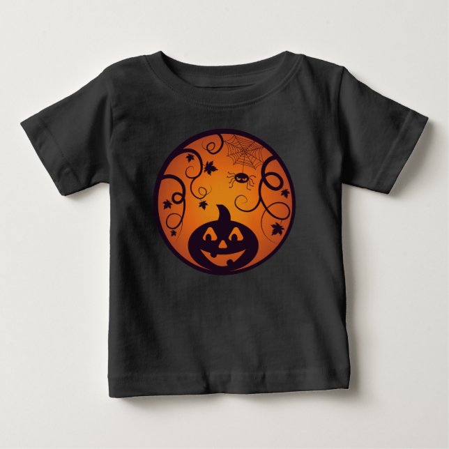 Kürbisgesicht und Spinne der Kürbislaterne Hallowe Baby T-shirt (Vorderseite)