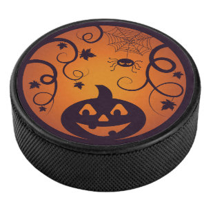 Kürbisgesicht und Spinne der Kürbislaterne Hallowe Eishockey Puck