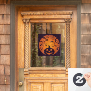 Kürbisgesicht und Spinne der Kürbislaterne Hallowe Fensteraufkleber