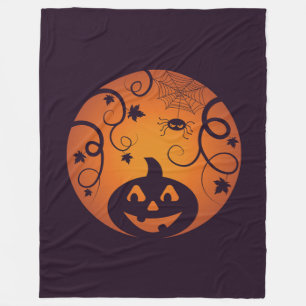 Kürbisgesicht und Spinne der Kürbislaterne Hallowe Fleecedecke