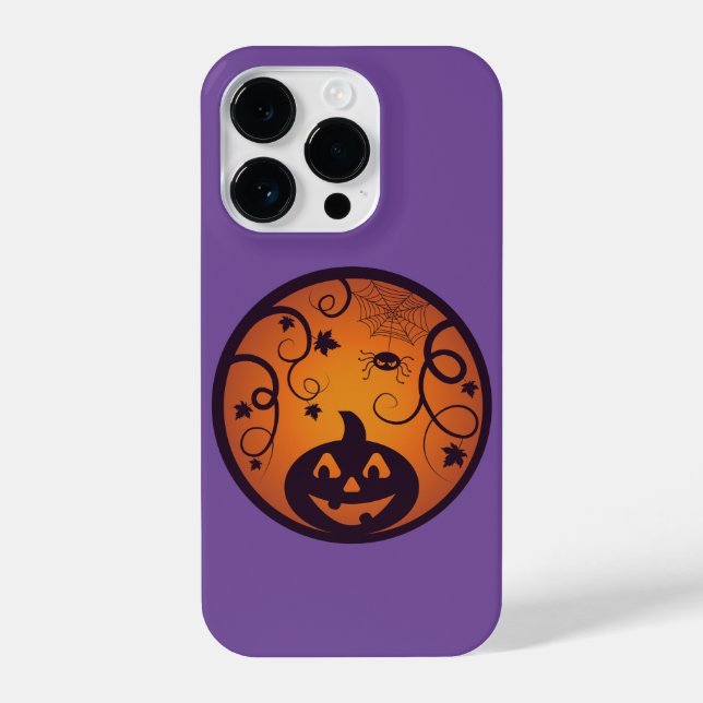 Kürbisgesicht und Spinne der Kürbislaterne Hallowe iPhone 14 Pro Hülle (Rückseite)