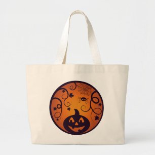 Kürbisgesicht und Spinne der Kürbislaterne Hallowe Jumbo Stoffbeutel