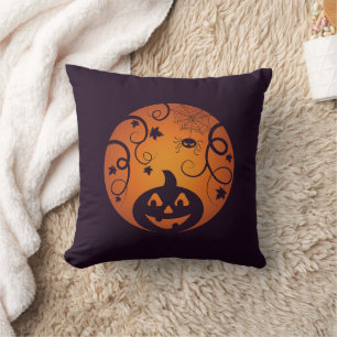 Kürbisgesicht und Spinne der Kürbislaterne Hallowe Kissen