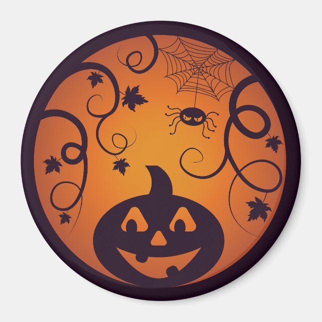 Kürbisgesicht und Spinne der Kürbislaterne Hallowe Magnet (Vorne)