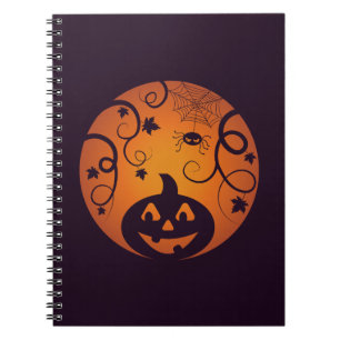 Kürbisgesicht und Spinne der Kürbislaterne Hallowe Notizblock