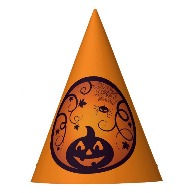 Kürbisgesicht und Spinne der Kürbislaterne Hallowe Partyhütchen (Vorderseite)