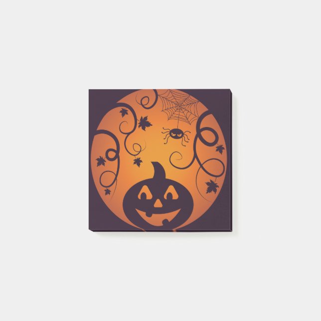 Kürbisgesicht und Spinne der Kürbislaterne Hallowe Post-it Klebezettel (Vorderseite)