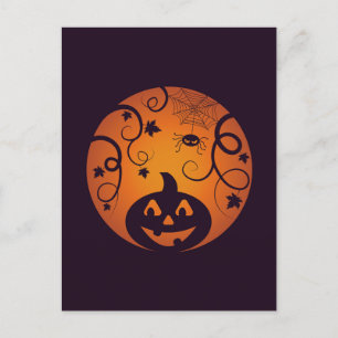 Kürbisgesicht und Spinne der Kürbislaterne Hallowe Postkarte