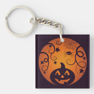 Kürbisgesicht und Spinne der Kürbislaterne Hallowe Schlüsselanhänger