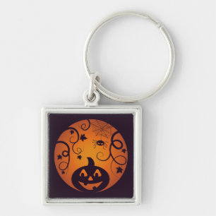 Kürbisgesicht und Spinne der Kürbislaterne Hallowe Schlüsselanhänger
