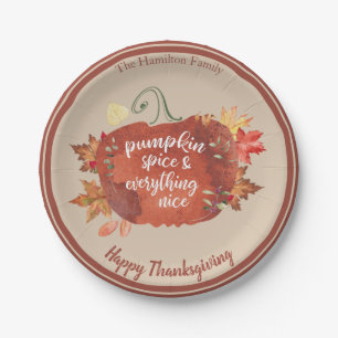 Kürbisgewürz & Alles Schöne Thanksgiving Braun Pappteller