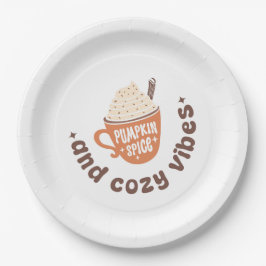 Kürbisgewürz & Cozy Vibes – Cute PSL Latte Herbst Pappteller