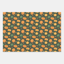 Kürbisgewürz Erntedank Halloween-Orangenwrappi Geschenkpapier Set