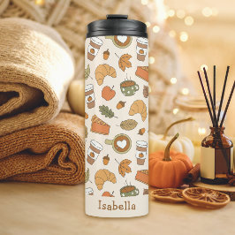 Kürbisgewürz Herbstmuster Name Herbst Kaffee  Thermosbecher