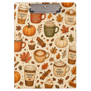 Kürbisgewürz-Kaffee-Herbstmuster  Klemmbrett