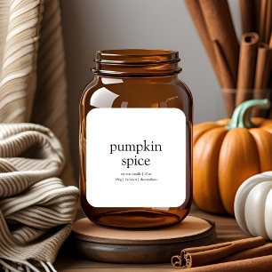 Kürbisgewürz Kerzenlabel Minimalistischer Herbst Quadratischer Aufkleber