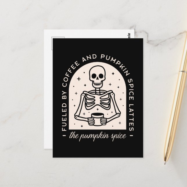 Kürbisgewürz Latzenkaffee-Zitate Postkarte (Vorderseite/Rückseite Beispiel)