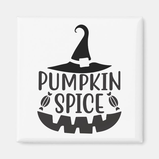 Kürbisgewürz mit einer Jack-O-Lantern-Hexe Magnet (Vorne)
