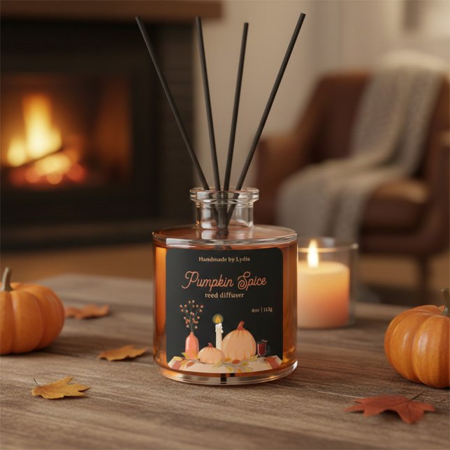 Kürbisgewürz-Reed-Diffuser-Etikett Quadratischer Aufkleber (Von Creator hochgeladen)