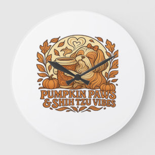 Kürbisgewürz Shih Tzu Retro Herbst Stimmung Essent Große Wanduhr