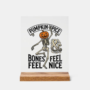 Kürbisgewürz-Skelett Vintage-Halloween-Tanz-Shi Acrylschild