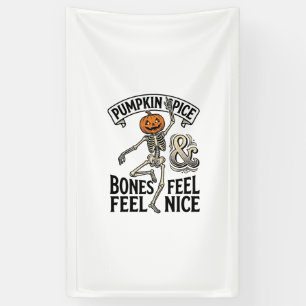Kürbisgewürz-Skelett Vintage-Halloween-Tanz-Shi Banner