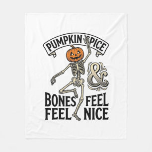 Kürbisgewürz-Skelett Vintage-Halloween-Tanz-Shi Fleecedecke