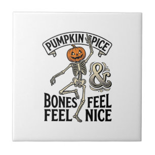 Kürbisgewürz-Skelett Vintage-Halloween-Tanz-Shi Fliese