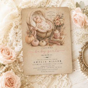Kürbisgewürz und alles Schöne Mädchen Baby Shower Einladung