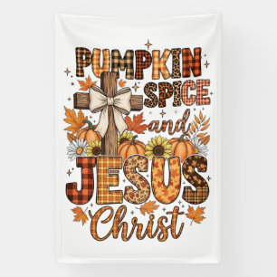 Kürbisgewürz und Jesus Christus Banner