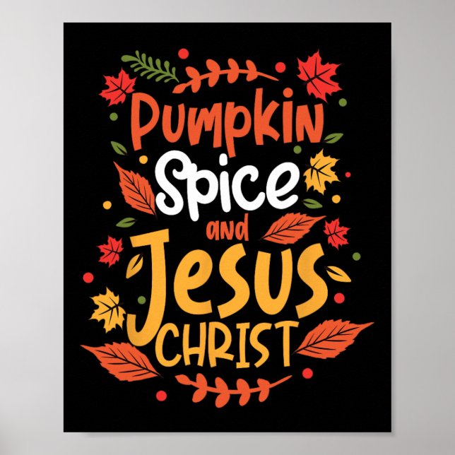 Kürbisgewürz und Jesus Christus Erntedank Poster (Vorne)