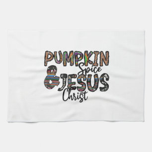 Kürbisgewürz und Jesus Christus Geschirrtuch