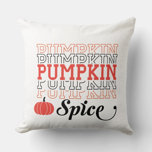Kürbisgewürz - Wiederholter Text - Autumn Design Kissen (Vorderseite)
