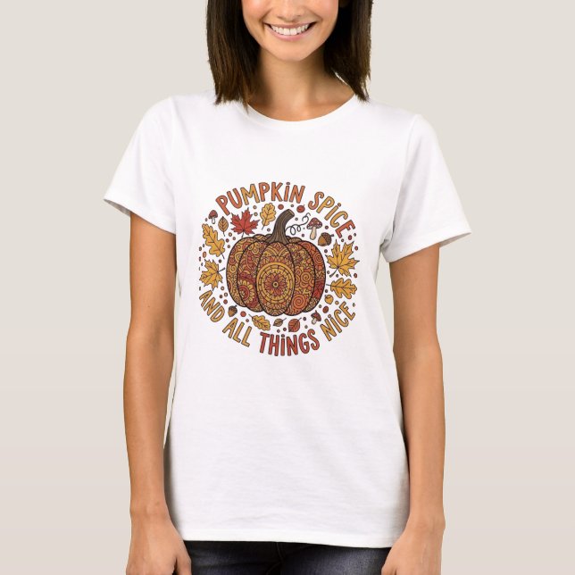 Kürbisgewürzdesign im Herbst T-Shirt (Vorderseite)